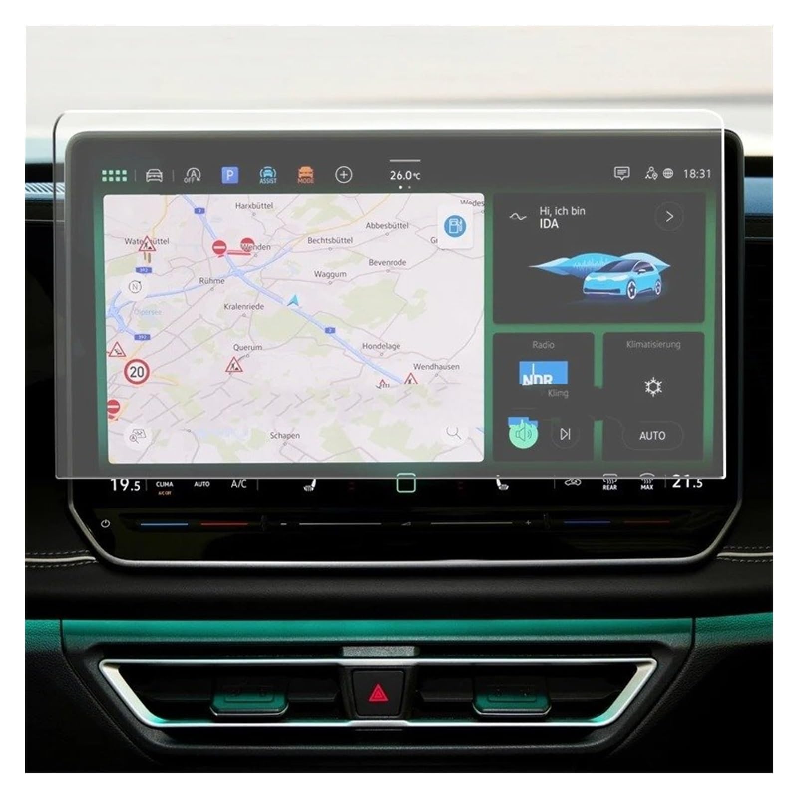 Instrumententafel Schutzfolie Displayschutzfolie Aus Gehärtetem Glas Für VW Für Tiguan 2024 15 Zoll Auto Infotainment LCD GPS Navigation Displayschutzfolie GPS Schutzfolie von DELORM