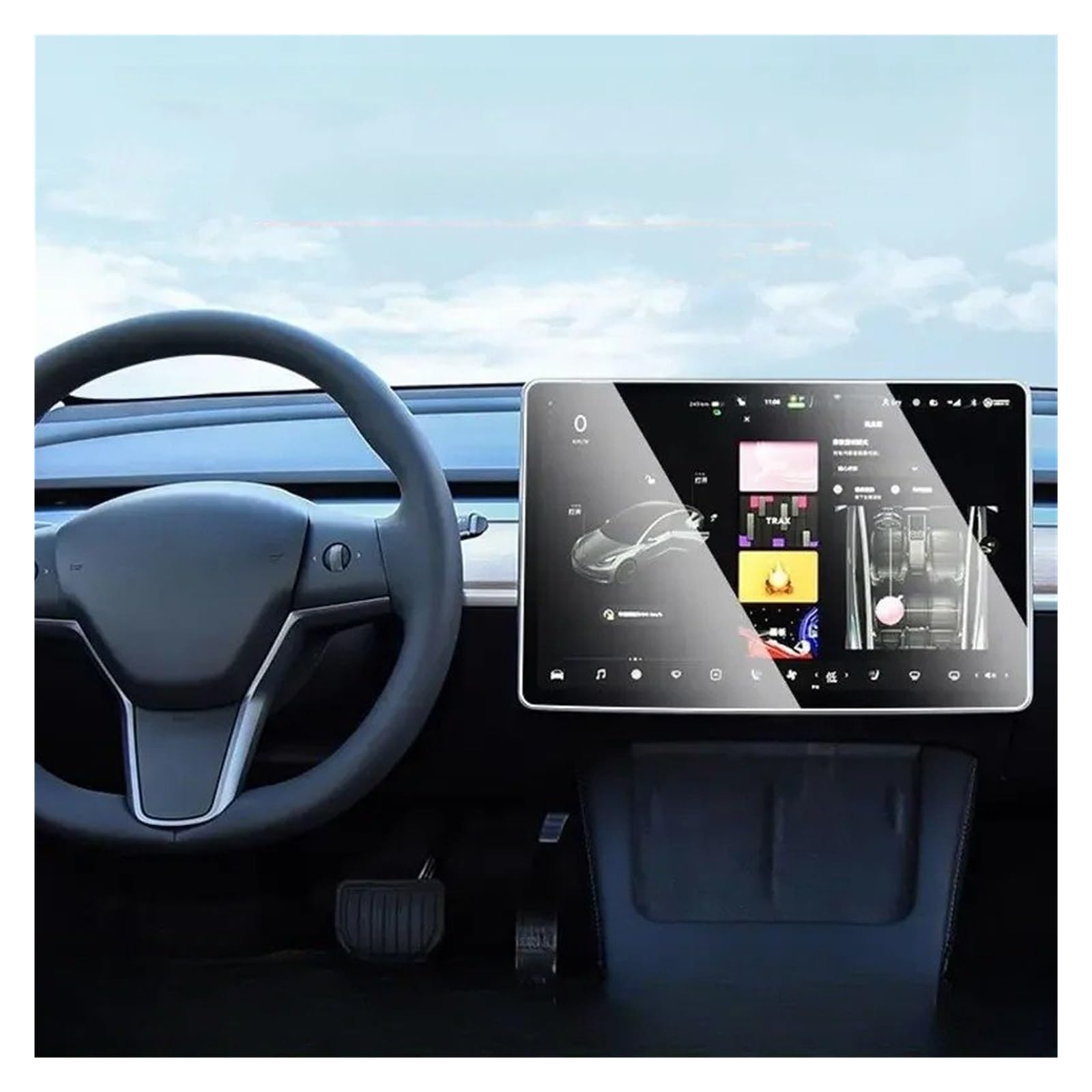 Instrumententafel Schutzfolie Für Tesla Für Modell 3 Y Auto Navigation Screen Protector Center Control Screen Glas Film Gehärtetes Glas Anti Scratch Schutz Film GPS Schutzfolie von DELORM