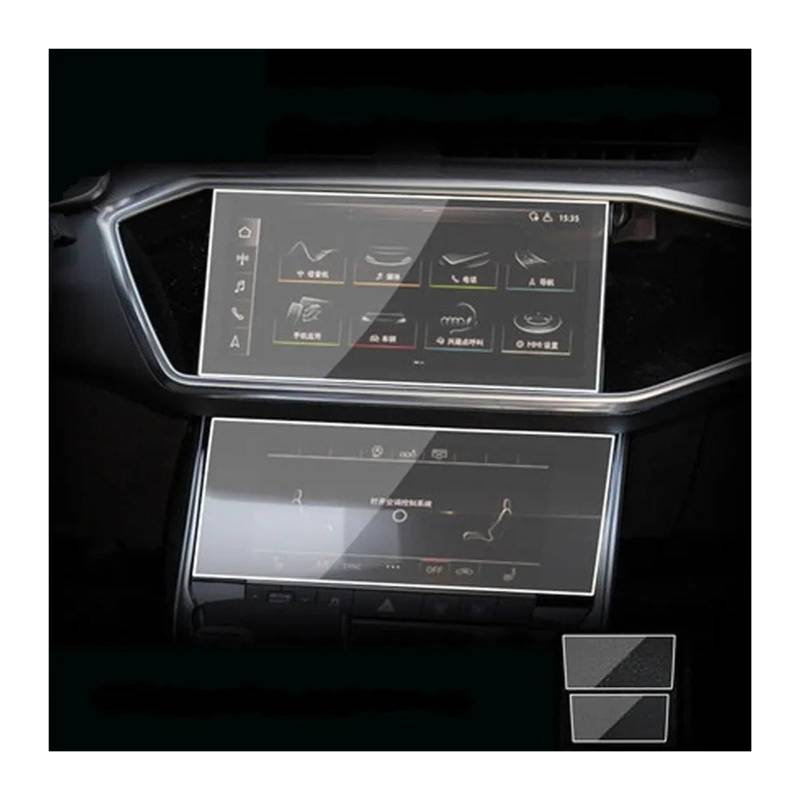 Instrumententafel Schutzfolie Gehärtetem Glas Film Für A6 Für A7 2019 2020 Auto GPS Navigation Screen Protector Auto Innen Bildschirm Schützen Zubehör GPS Schutzfolie(Up and down) von DELORM