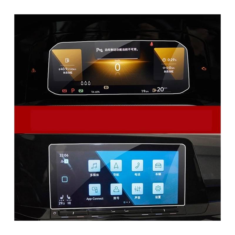 Instrumententafel Schutzfolie Gehärtetes Glas Auto Navigation Bildschirm Film Dashboard Schutz Aufkleber Für VW Für Golf 8 MK8 R Für GTI 2020 2021 2022 2023 GPS Schutzfolie(10 and Dashboard) von DELORM