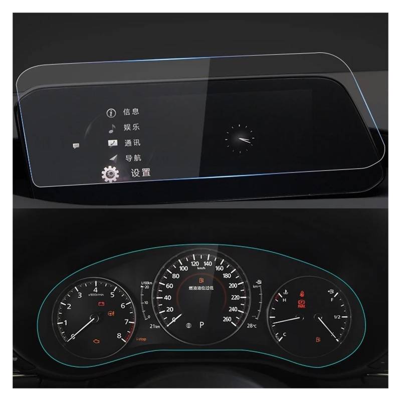 Instrumententafel Schutzfolie Gehärtetes Glas Auto Navigation Schutz Film Dashboard Monitor Bildschirm Aufkleber Für Mazda 3 BP Für CX-30 CX30 2019-2022 2023 2024 LHD GPS Schutzfolie(GPS and Dashboard von DELORM