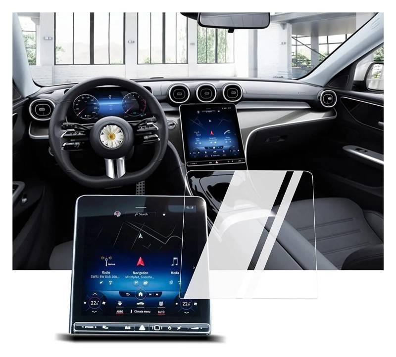 Instrumententafel Schutzfolie Gehärtetes Glas Für Benz Für C-Klasse C250 C300 W206 2022 2023 11,9-Zoll-Touchscreen Und Digitale Instrumenten-Schutzfolie GPS Schutzfolie von DELORM