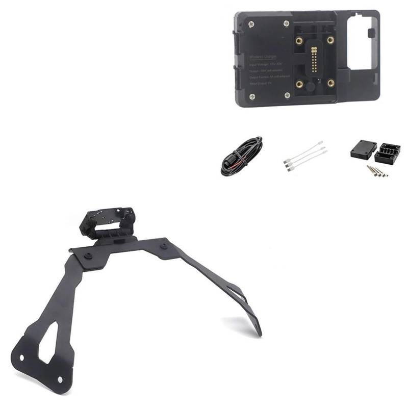 Motorrad Telefon Ständer Halterung Mobiltelefon Motorrad Telefon GPS Navigation Halterung FÜR Kawasaki FÜR J300 2013-2016 2017 2018 2019 2020 2021 USB Drahtlose Ladestation Anzupassen Halter Kit(Wirel von DELORM