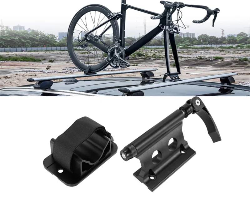 Relingträger Fahrrad Gabelträger Schnellspanner Vorderradgabelträger + Hinterradhalter Set Dachträger Für Dachfahrradaufbewahrung Universal Dach Gepäck Rack von DELORM