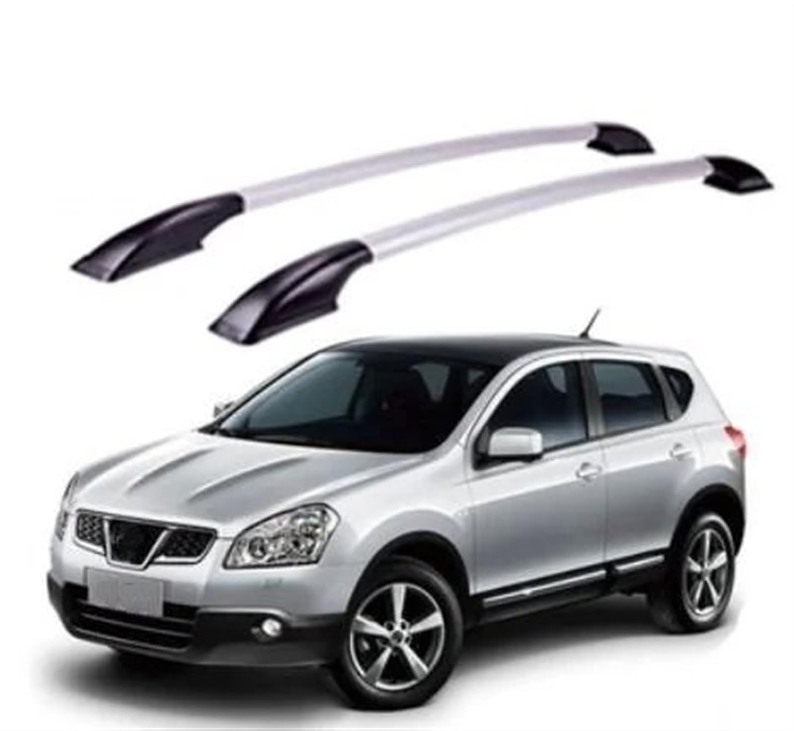 Relingträger Für Nissan Für Qashqai J10 J11 Autodachträger Gepäckträger Bar Autozubehör Dach Gepäck Rack(1.4m Black Silver) von DELORM