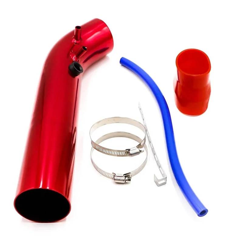 Schlauch Luftfilter Kanalrohr-Kit Luftfilter Universal 3'' Zoll 76mm 350mm Auto-Luftansaugrohre Aluminium-Kaltluft-Ansaugrohr-Kit-System Kaltluft Ansaugrohr(Rot) von DELORM