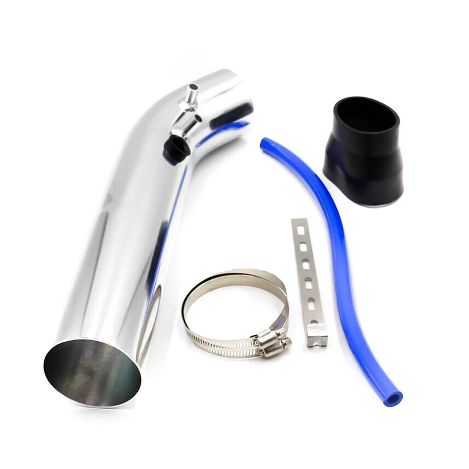 Schlauch Luftfilter Kanalrohr-Kit Luftfilter Universal 3'' Zoll 76mm 350mm Auto-Luftansaugrohre Aluminium-Kaltluft-Ansaugrohr-Kit-System Kaltluft Ansaugrohr(Silber) von DELORM