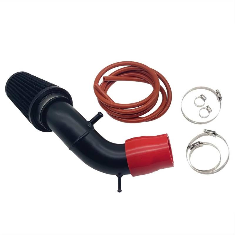 Schlauch Luftfilter Lufteinlass-Kit Lufteinlass-Hochfluss-Zufuhrsystem In Airbox-Position Für Abarth 500 595 695 Kaltluft Ansaugrohr(Black Silicone Hose) von DELORM