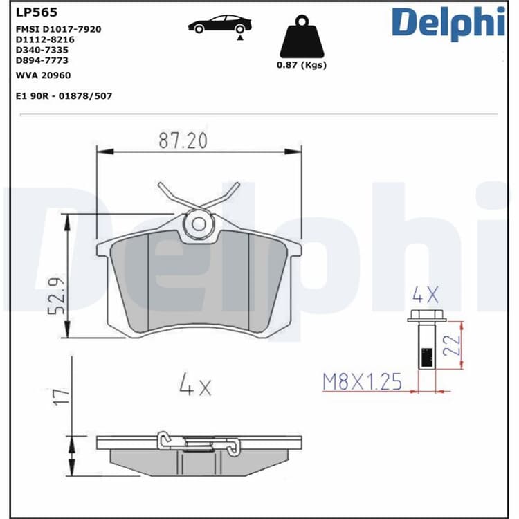 Delphi Bremsbel?ge hinten Audi Citroen Fiat Ford Nissan Opel Seat Skoda VW von DELPHI