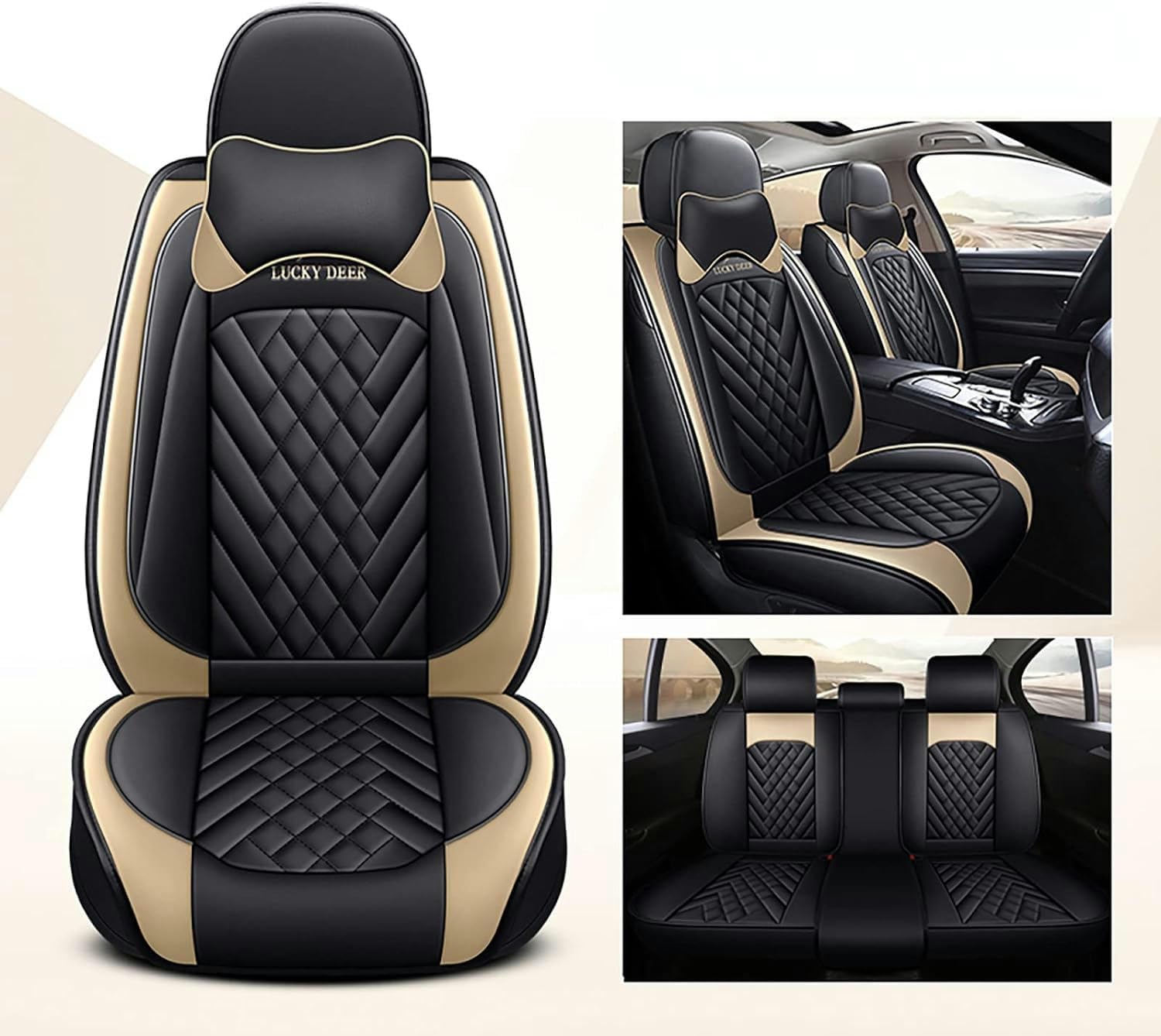 DELPOS Sitzbezüge Auto Autositzbezüge Universal Set für BMW 2er F45 Active Tourer 2014-2023 Auto Zubehör, Beige von DELPOS