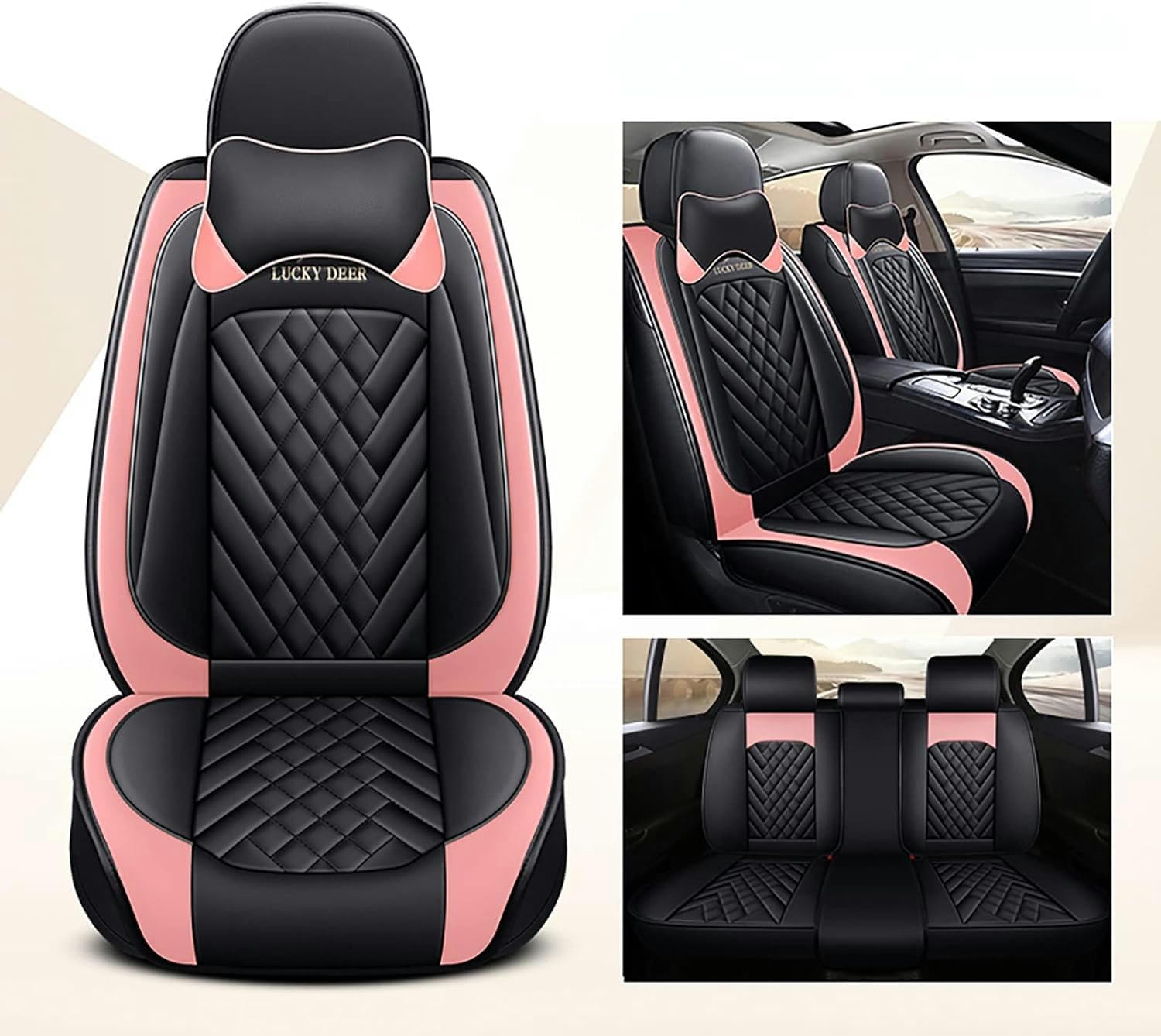 DELPOS Sitzbezüge Auto Autositzbezüge Universal Set für Buick Cascada Riviera Anthem Encore GX VERANO Encore Auto Zubehör, Rosa von DELPOS