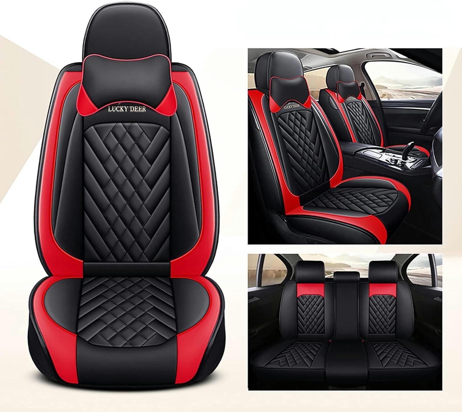 DELPOS Sitzbezüge Auto Autositzbezüge Universal Set für VW Bora/Bora Sport/New Beetle/Atlas/Arteon/Arteon Shooting Brake/Polo/Polo Classic/Polo Variant Auto Zubehör, Rot von DELPOS