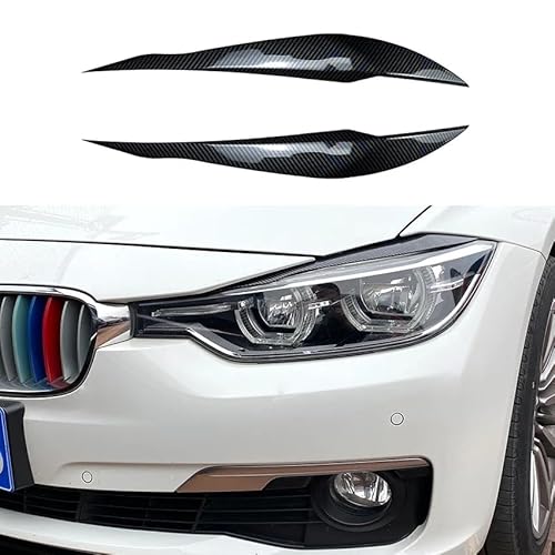 DEMULAX 2 Stück glänzend Schwarze Augenbrauen, for 3er F30 Limousine F31 Wagon 2011–2018, Auto-Scheinwerfer-Augenlider, ABS-Zubehör Dekorativer Scheinwerferaufkleber(A-Carbon Fiber) von DEMULAX