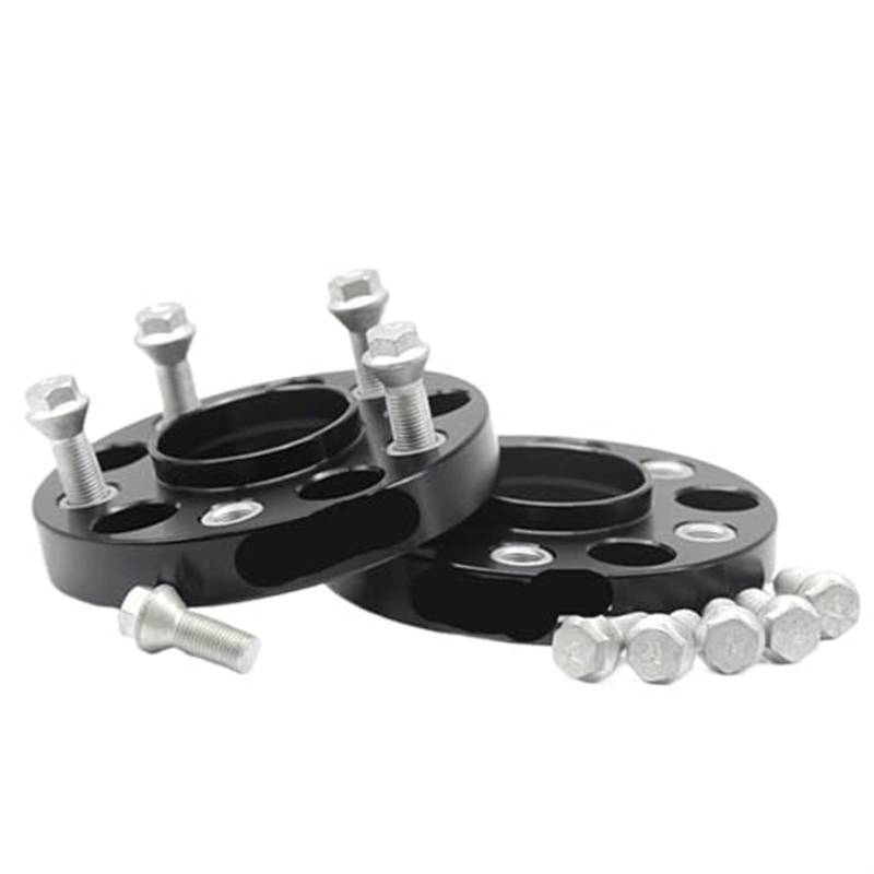 DEMULAX 2-teilige Spurverbreiterungen Adapte 25/30/35/40 mm 5x112 66,6 mm, for, Neuwagen M15x12,5 Spurverbreiterungen für Autos(BLACK 2PCS 30MM) von DEMULAX