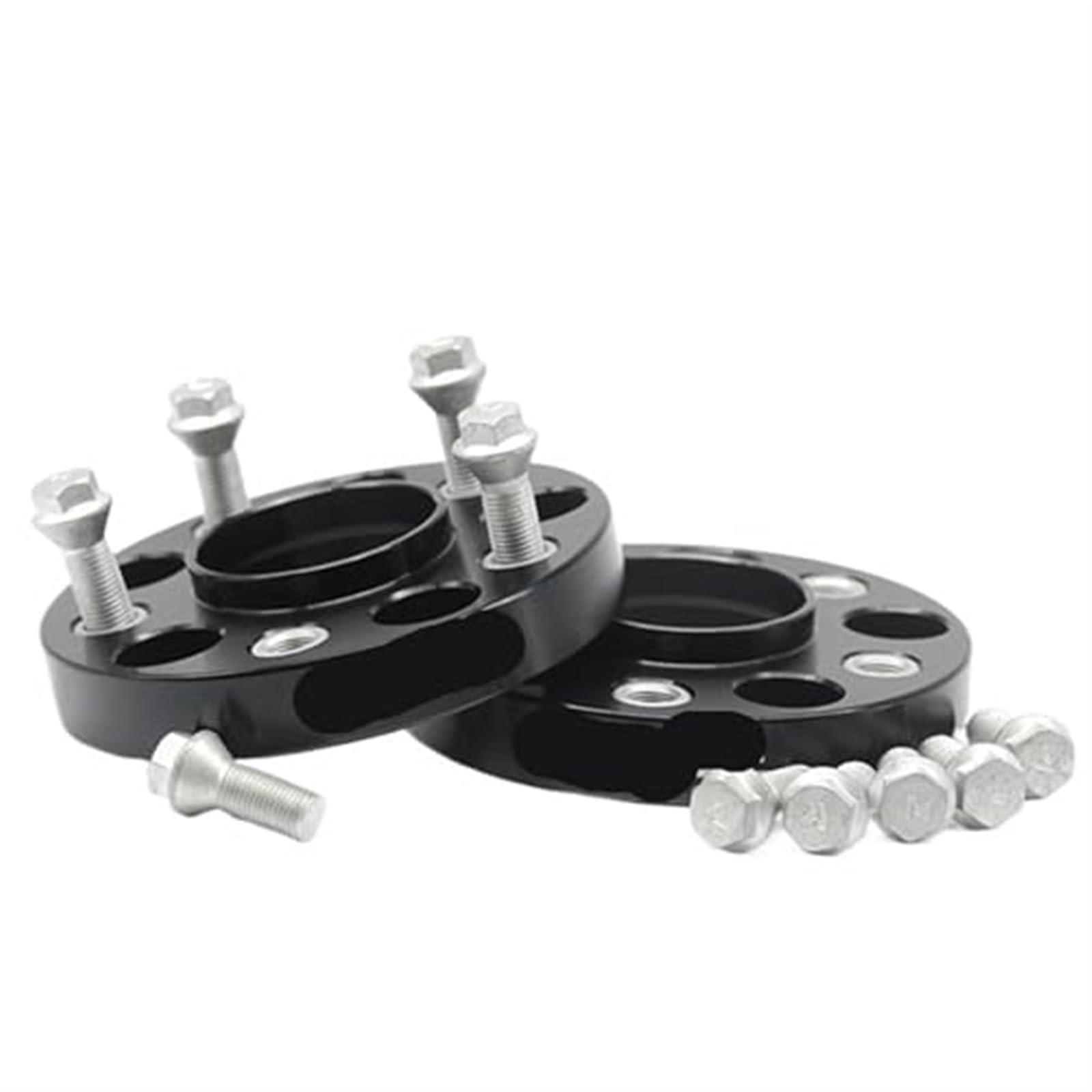 DEMULAX 2-teilige Spurverbreiterungen Adapte 25/30/35/40 mm 5x112 66,6 mm, for, Neuwagen M15x12,5 Spurverbreiterungen für Autos(BLACK 2PCS 50MM) von DEMULAX