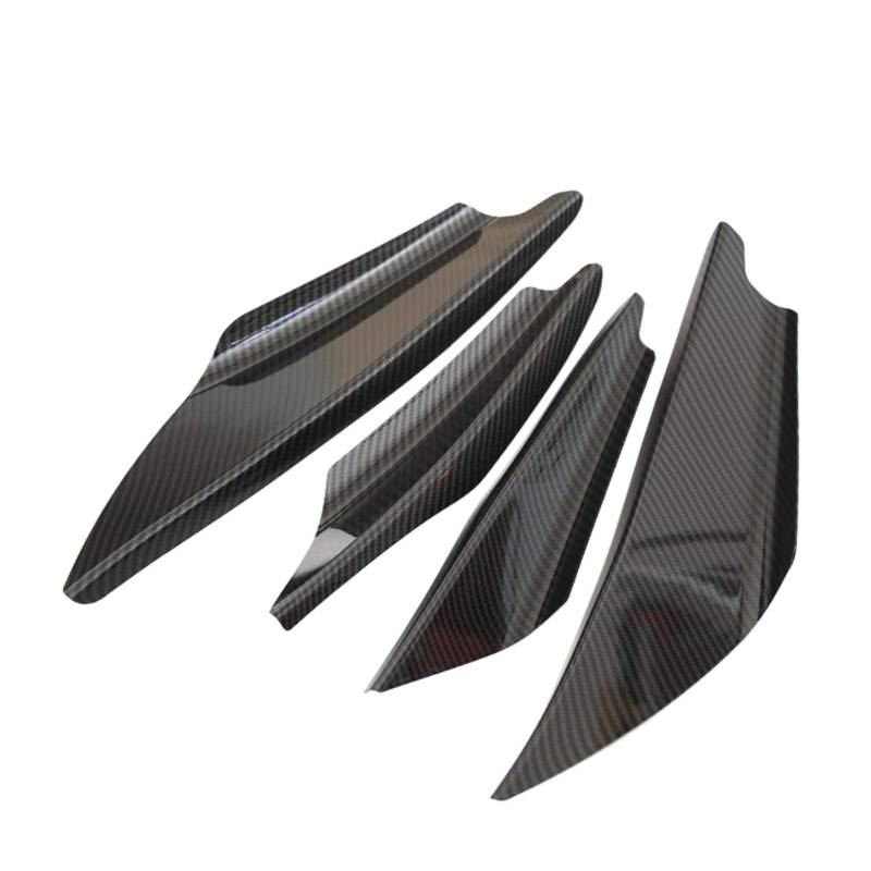 DEMULAX 4 Stücke Glänzend Carbon Faser Muster Auto Front Stoßstange Flossen Spoiler Flügel Lip Splitter Körper Splitter Spoiler Canards Sport Stil Stoßstangenspoiler von DEMULAX