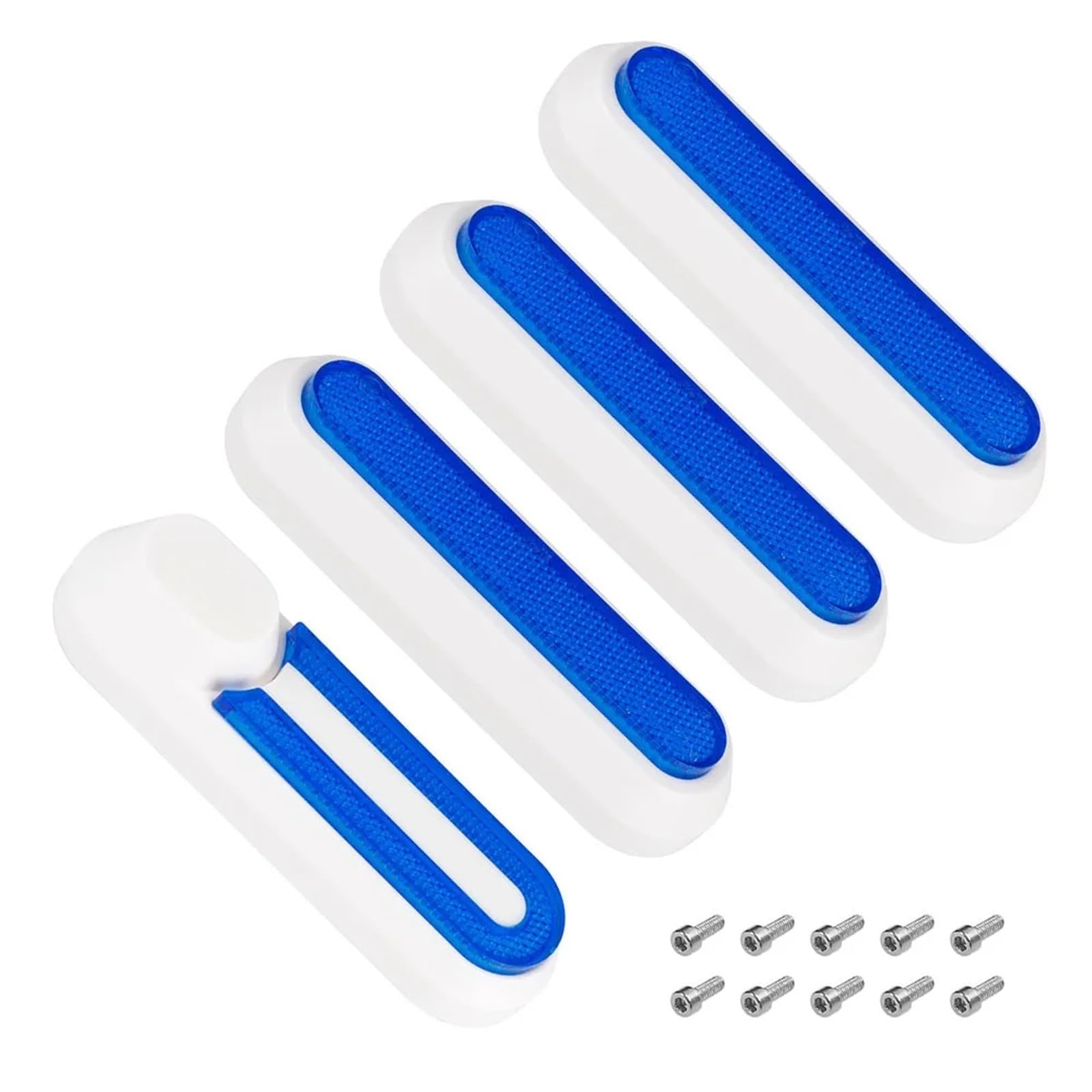 DEMULAX 4X Radkappen-Schutzschalen for Xiaomi, Mi Electric Scooter Pro 2 M365 Scooter, reflektierende Aufkleber, Zubehör Reflektierende Roller-Radabdeckung(White Blue) von DEMULAX