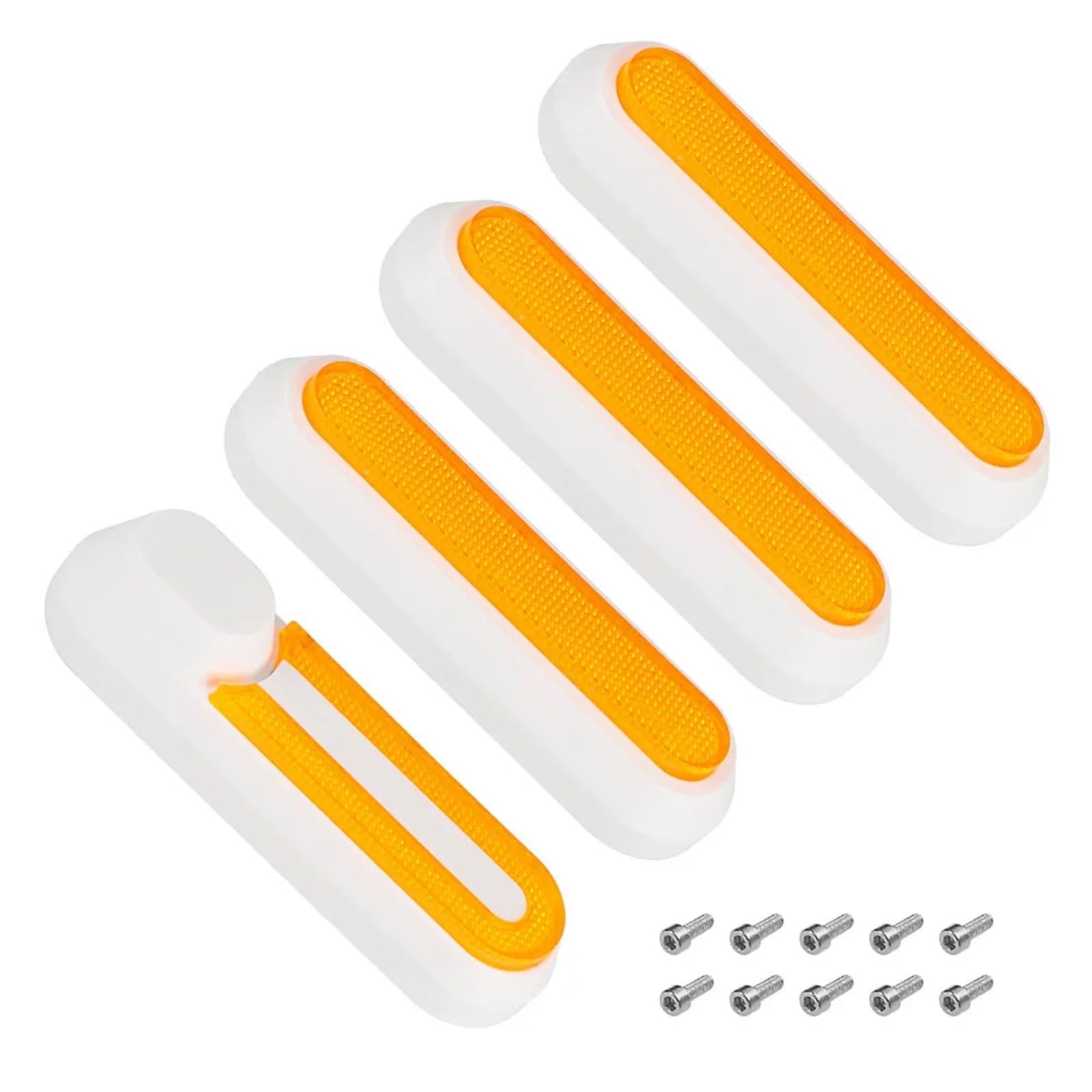 DEMULAX 4X Radkappen-Schutzschalen for Xiaomi, Mi Electric Scooter Pro 2 M365 Scooter, reflektierende Aufkleber, Zubehör Reflektierende Roller-Radabdeckung(White Orange) von DEMULAX