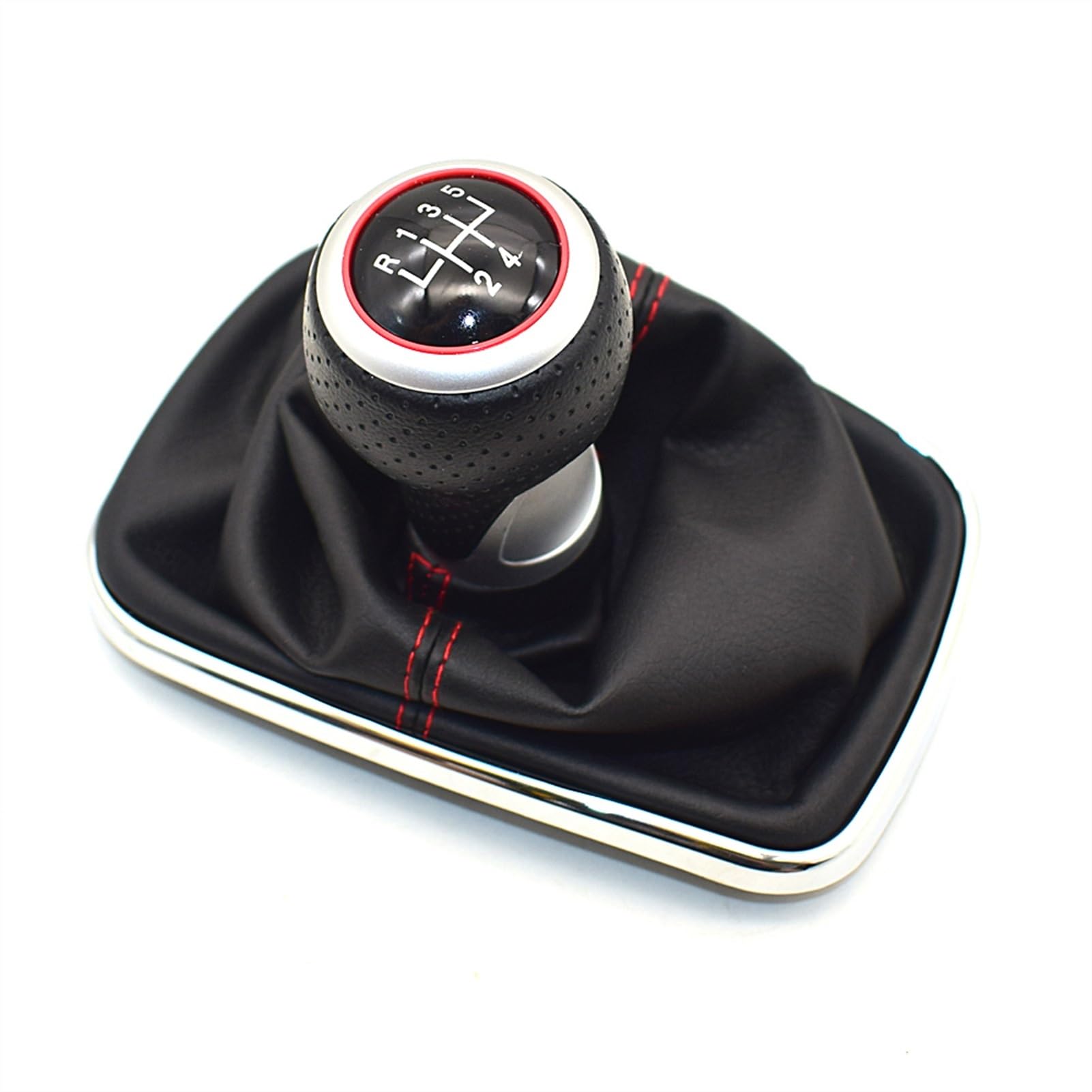 DEMULAX 5or6 Speed ​​12mm Auto Schaltknauf Hebel Shifter Gaitor Boot, for Volkswagen, for VW, 1999-2004, for Golf 4 IV MK4 GTI R32, for Bora, for Jetta Gangschaltungsknauf(RED 5 Speed) von DEMULAX