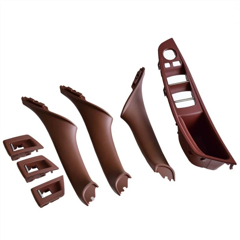 DEMULAX 7PCS RHD Rechtslenker Auto Innen Tür Armlehne Griff Panel Pull Trim Abdeckung, for, for 5 Serie F10 F11 520 525 Innentürgriff(Wine Red-7pcs) von DEMULAX