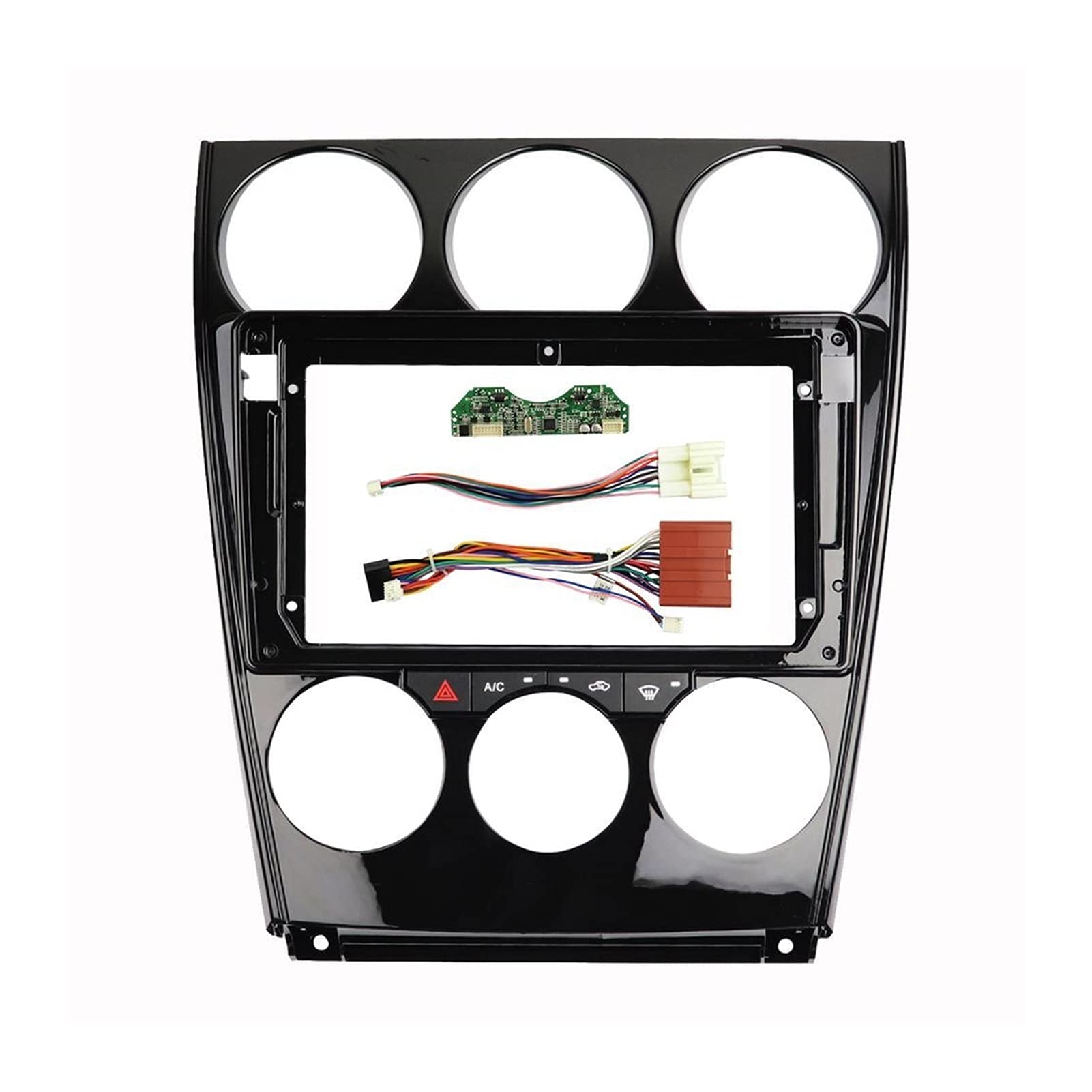 DEMULAX 9-Zoll-Radioblende, Stereo-Panel, Armaturenbrett, Umrüstsatz, Rahmenblende, for Mazda 6 2004–2016 Radio-Zierleiste für Armaturenbrett(Frame with Wire) von DEMULAX