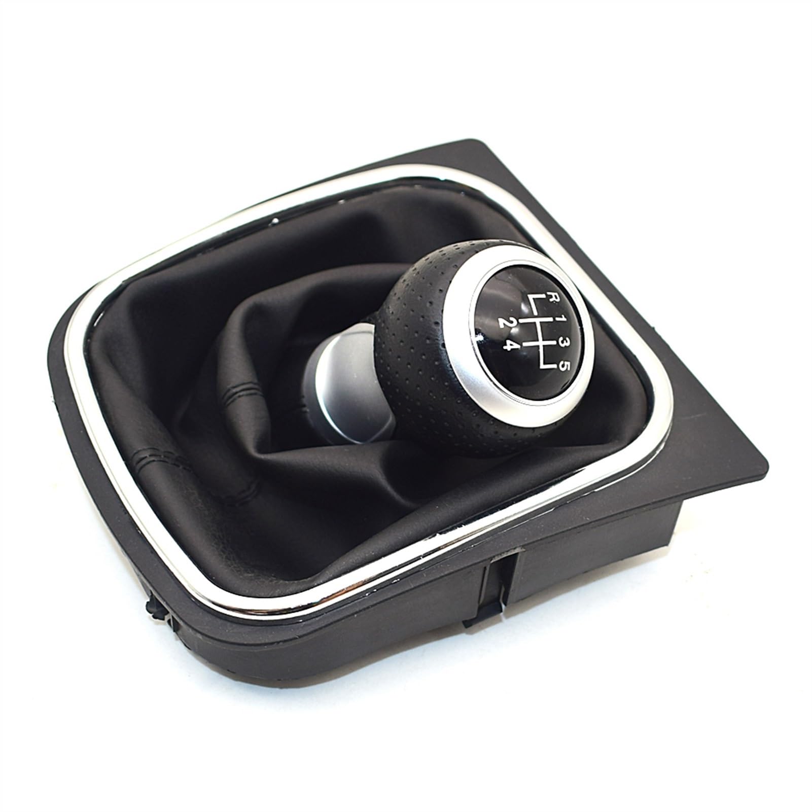 DEMULAX Auto-Schaltknauf, Schaltmanschette, Staubschutz aus PU-Leder, for VW, for Golf 5 MK5 R32 2004–2009, for Golf 6 MK6 R20 2009–2013 Gangschaltungsknauf(Black 5 Speed) von DEMULAX