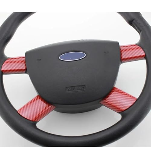 DEMULAX Auto for Ford, for Focus 2 MK2 2005–2014, Lenkrad-glänzende Abdeckung, dekorativer Lenkrad-Patch Lenkraddekoration(Carbon Fiber red) von DEMULAX