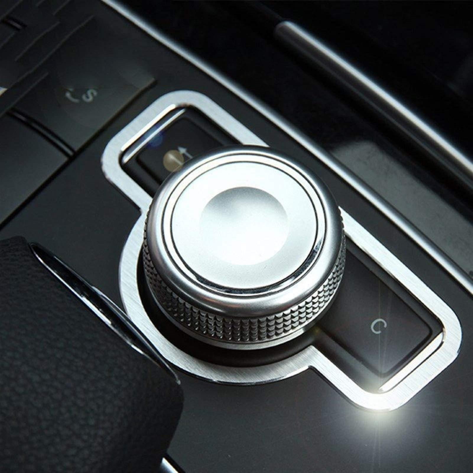 DEMULAX Car-Styling-Edelstahlaufkleber, for Mercedes-Benz, C/E-Klasse W212 W204, Multimedia-Box-Abdeckung, Zierleiste, Konsolendekoration, Innenraum AC-Lüftungsdekoration von DEMULAX