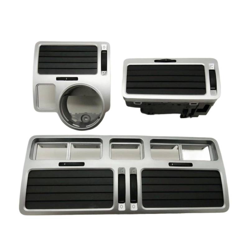 DEMULAX EIN Set Luftauslass Silber, for VW, for Bora, for Golf 4, Instrumentenluftauslass, zentraler Klimaanlagen-Luftauslass A/C-Auslassgitter von DEMULAX