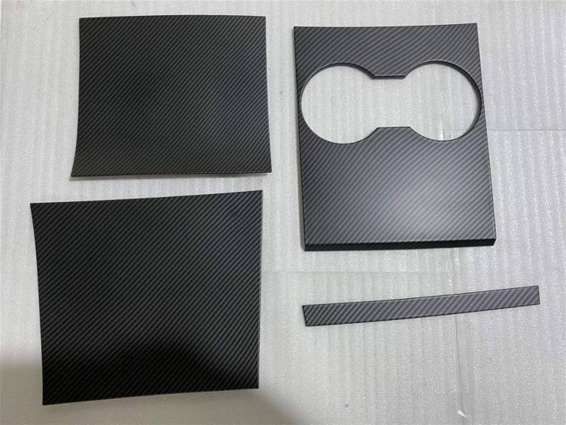 DEMULAX For Tesla, Modell 3, Frosting Matte Finish Carbon FiberCentral Control Wasser Becherhalter Panel Patch Modell Y Zubehör Dekoration Lüftungsabdeckungsverkleidung(Plane) von DEMULAX