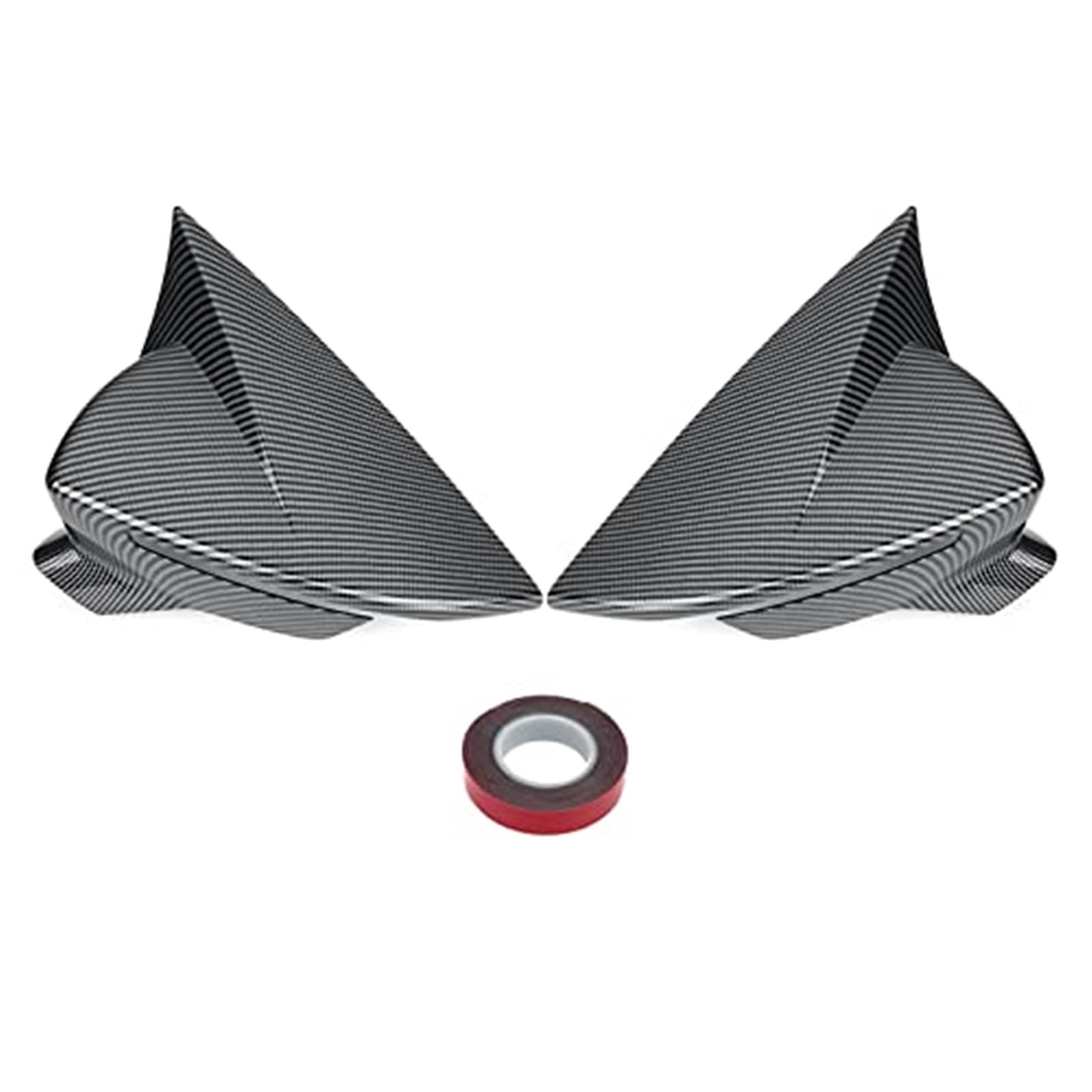 DEMULAX Glänzend schwarz/Kohlefaser-Außenspiegel-Abdeckungskappen, for Seat, Leon MK3 MK3.5 5F ST FR Cupra 2013–2019, Rückspiegelgehäuse-Abdeckung, Ersatzabdeckungen Kappen für Türspiegelabdeckungen(B von DEMULAX