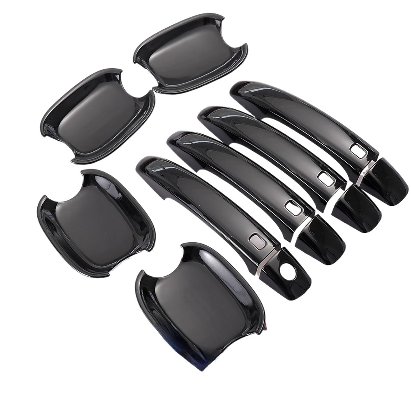 DEMULAX Glänzend schwarz verchromter Aufkleber for die Türgriffabdeckung, for Audi, A4 B8 Q5 Q3, Styling, Autozubehör Abdeckung für Außentürgriffe von Autos(Black Handle-Bowl) von DEMULAX