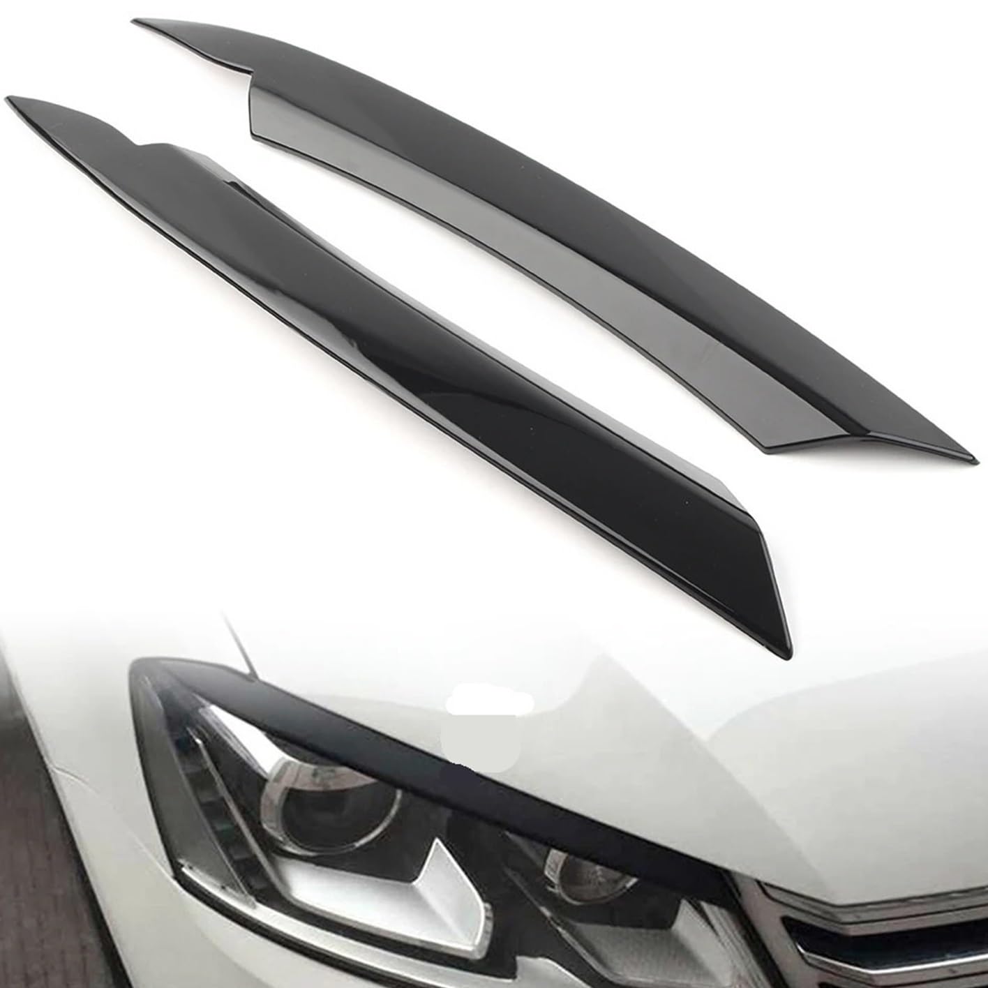 DEMULAX Glänzender schwarzer Auto-Scheinwerfer-HearLamp-Augenlid-Trim-Abdeckungs-Dekorationsaufkleber, for VW, for Passat, for B7 2010 2011 2012 2013 2014 Dekorativer Scheinwerferaufkleber von DEMULAX