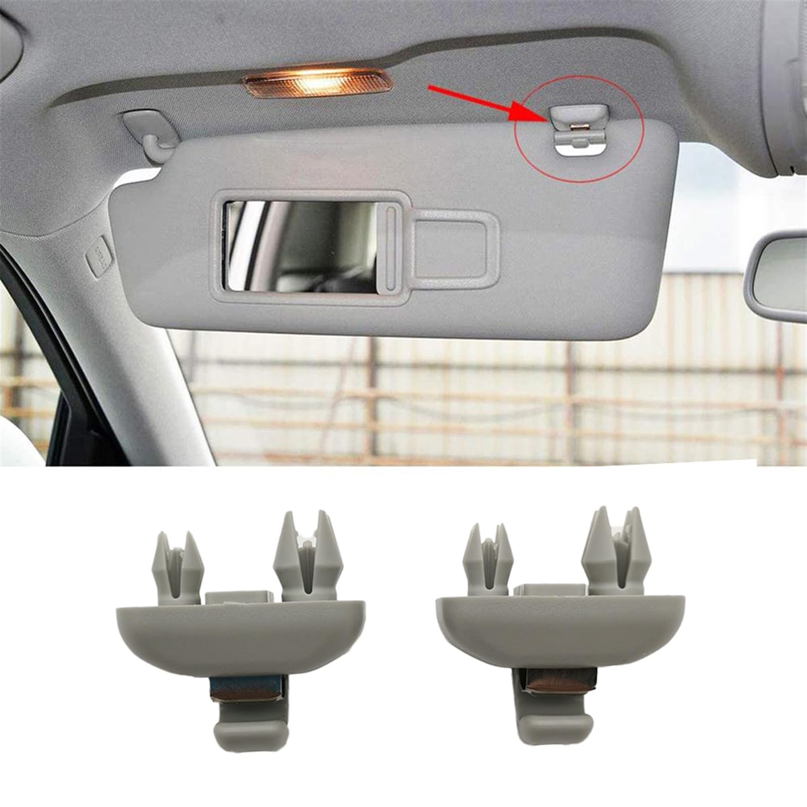 DEMULAX Graue Sonnenblenden-Clip-Innenaufhänger-Haken-Clip-Halterung, for Audi, A1 A3 S3 A4 S4, for ALLROAD, A5 S5 Q3 Q5 8U0857562A Sonnenblende für den Autoinnenraum(1 Pc Grey) von DEMULAX