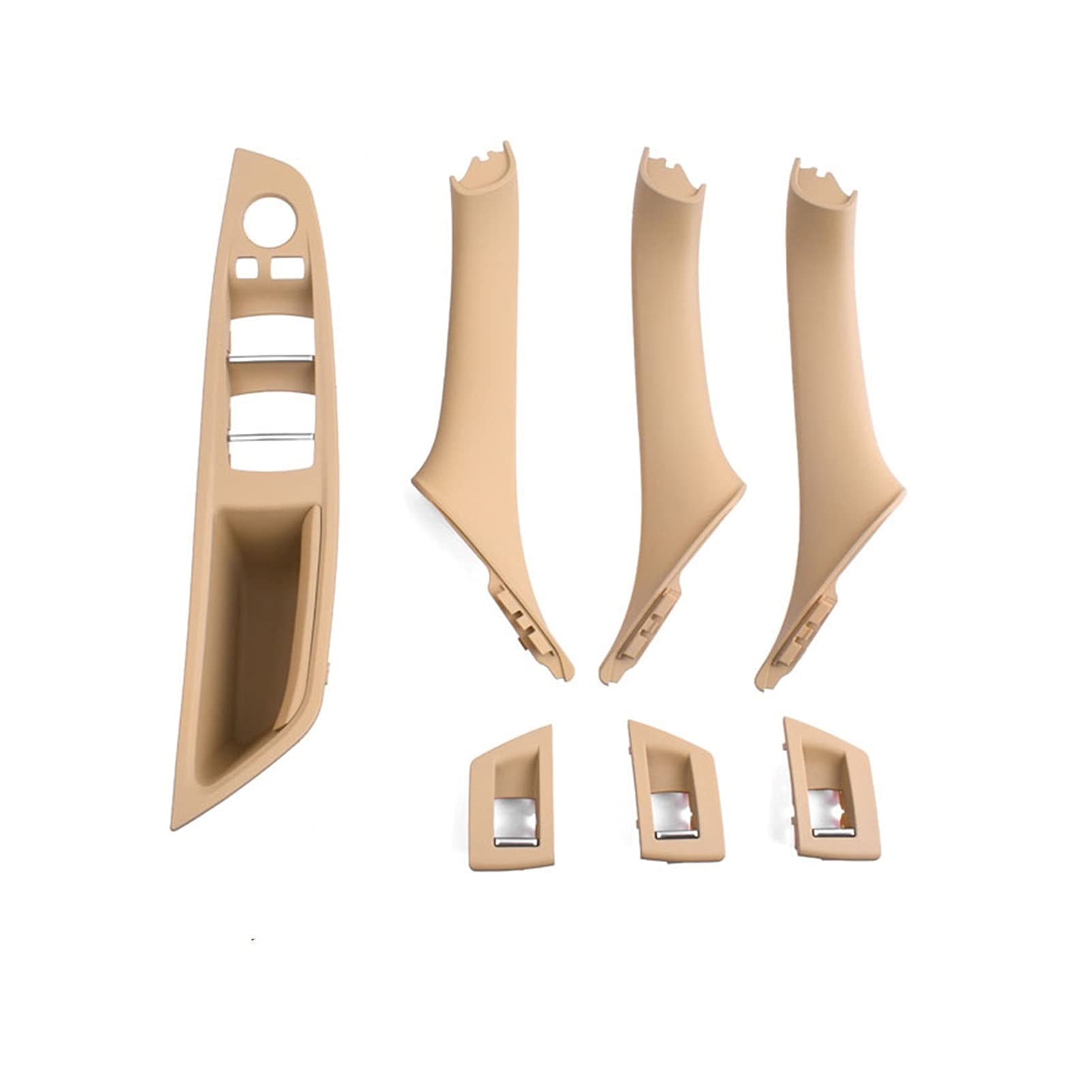 DEMULAX Innentür Armlehne Fenster Schalter Panel Pull Griff Set, for, for 5 Series F10 F11 F18 520i 523i 525i 528i 535i Fahrzeug-Innentürgriff(Beige LHD 7PCS) von DEMULAX