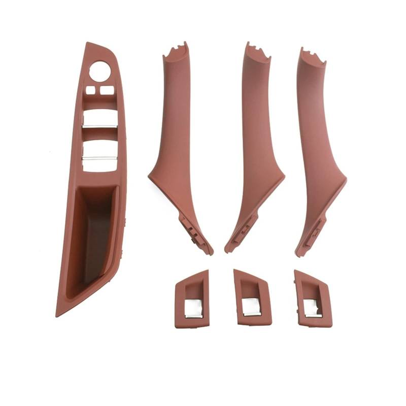 DEMULAX Innentür Armlehne Fenster Schalter Panel Pull Griff Set, for, for 5 Series F10 F11 F18 520i 523i 525i 528i 535i Fahrzeug-Innentürgriff(Brown LHD 7PCS) von DEMULAX