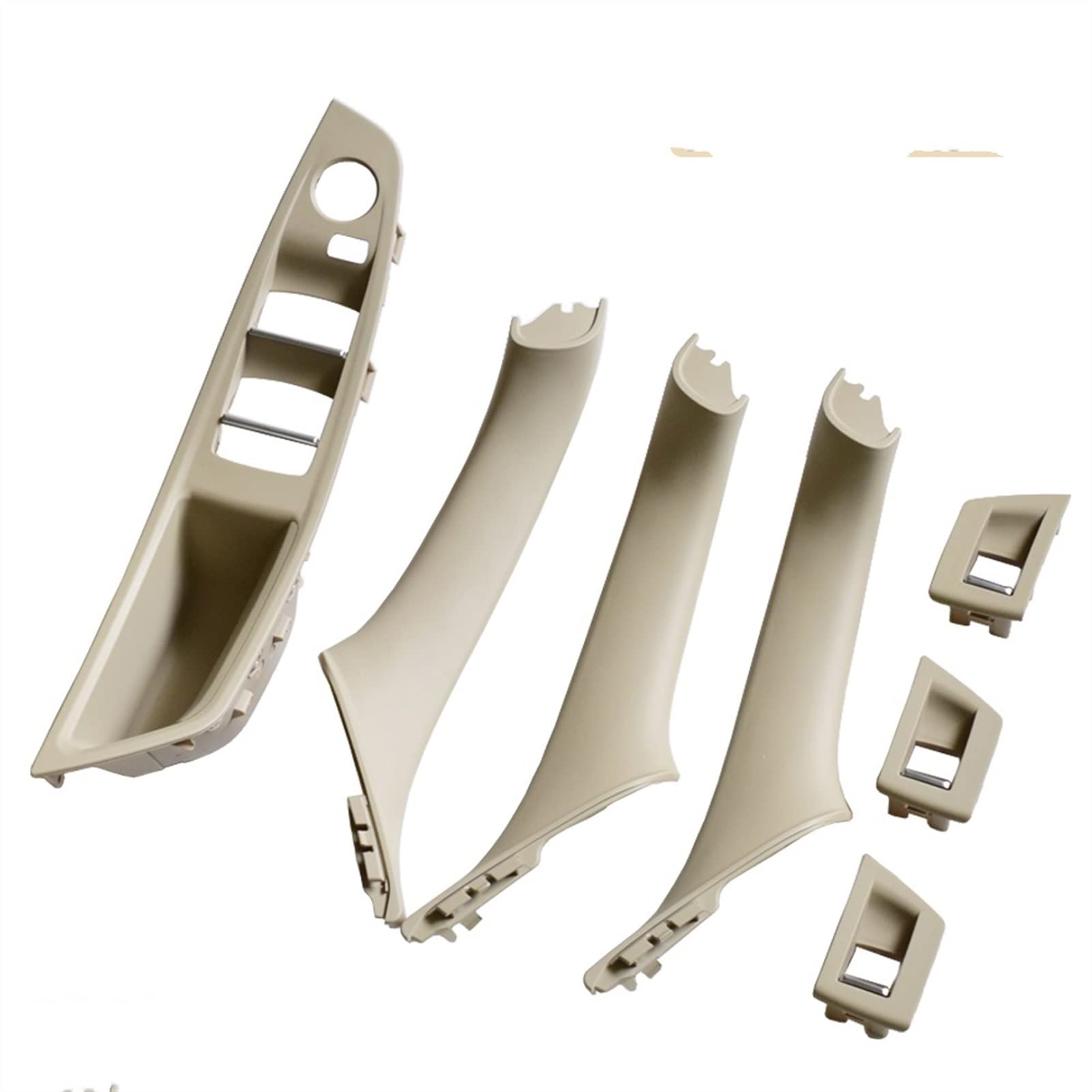 DEMULAX Innentür-Armlehnen-Fensterschalter-Panel-Ziehgriff-Set, for, for 5er F10 F11 F18 520i 523i 525i 528i 535i Fahrzeug-Innentürgriff(Beige White-7pcs) von DEMULAX