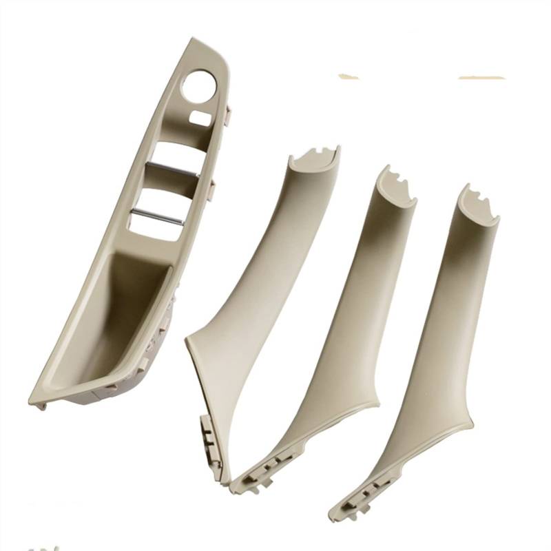 DEMULAX Innentür-Armlehnen-Fensterschalter-Panel-Ziehgriff-Set, for, for 5er F10 F11 F18 520i 523i 525i 528i 535i Innentürgriff(Beige White-4pcs) von DEMULAX