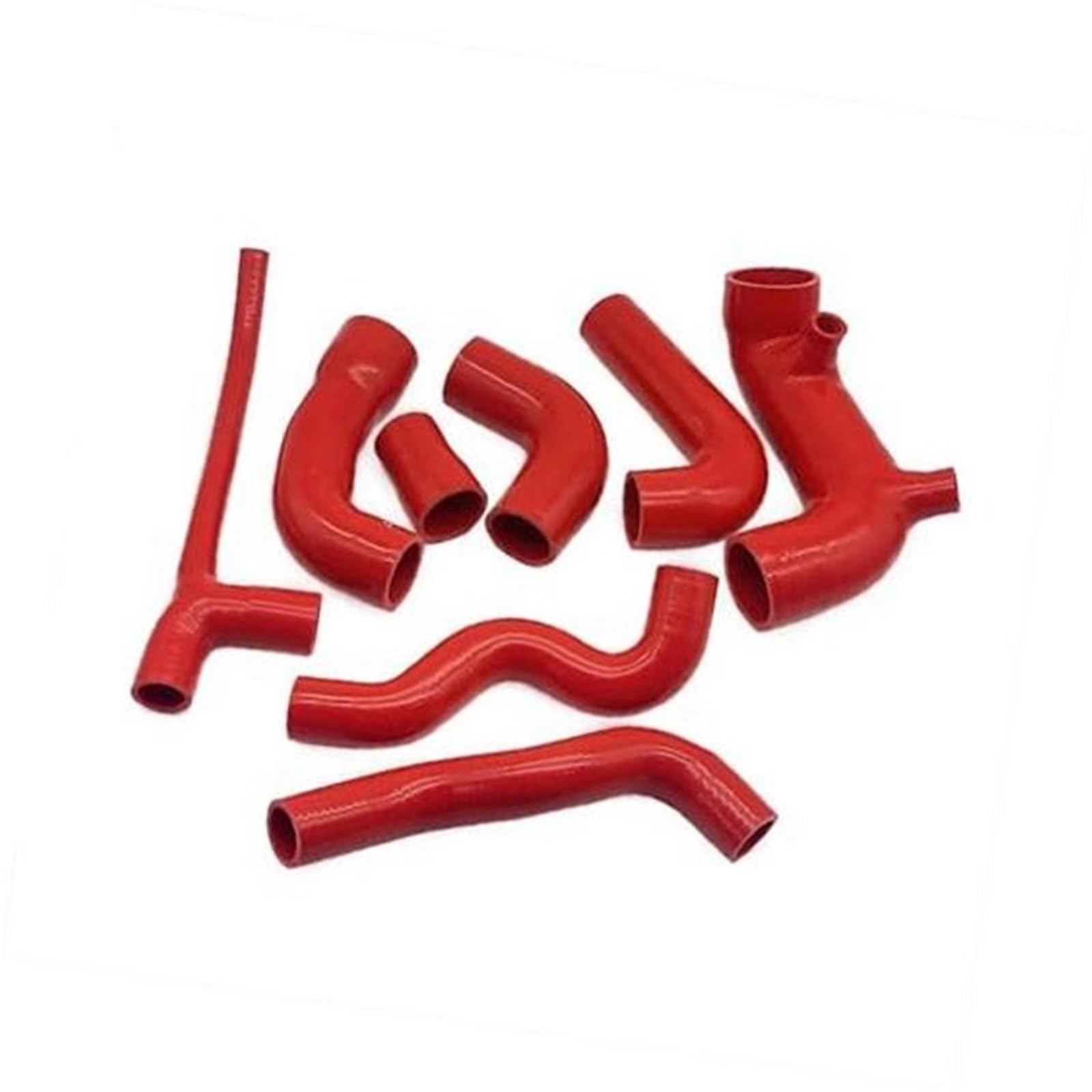 DEMULAX Lufteinlass-Lufteinlass-Silikonschlauch, for FIAT, for UNO Turbo 1.4 MK2 1989–2005, Turbo-zu-AirBox-Ansaugrohr-Anschlussschlauchteile Luftansaugschlauch(Black Total Kit Red) von DEMULAX