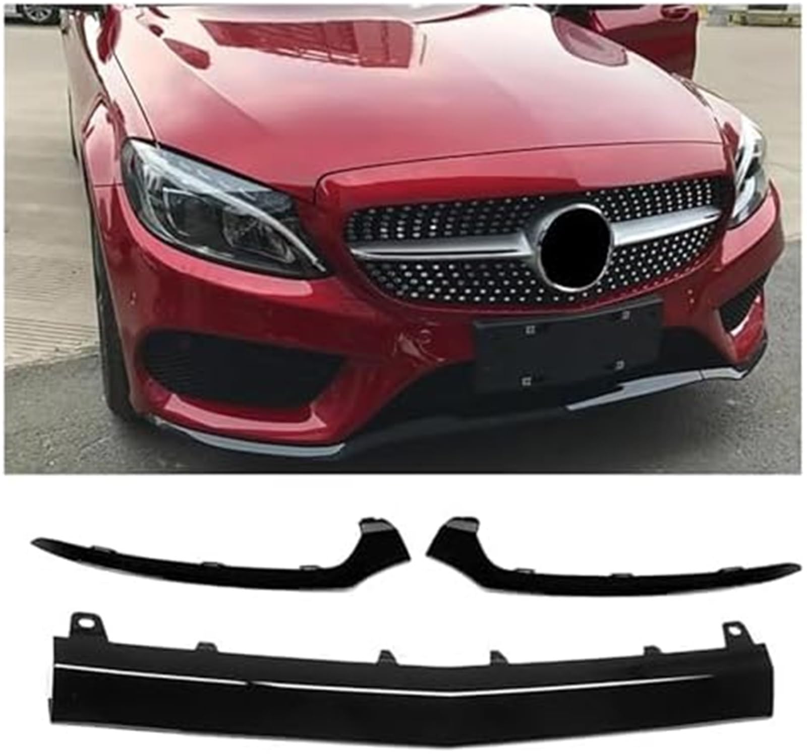 DEMULAX Splitter, for Benz, C-Klasse W205 2014-2018 C300 C400 C63 Auto Frontstoßstange Spoiler Diffusor Schutz Schutz Lippensplitter(Schwarz) Autospoiler-Splitter(Black) von DEMULAX