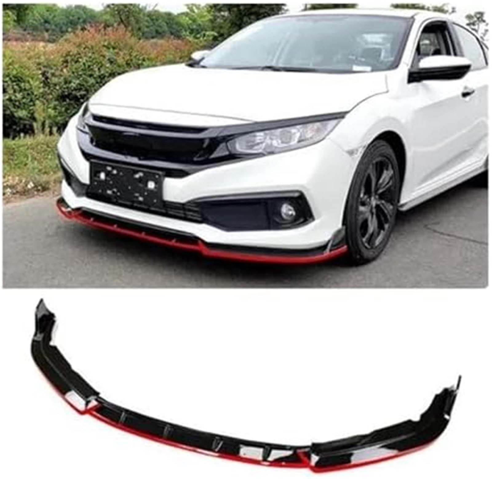 DEMULAX Splitter, for Civic, for Limousine 2019 20 2021 Frontstoßstangensplitter Lippendiffusor Spoiler Carbon-Oberfläche Rock Body Kit Lippensplitter(Carbon-Oberfläche) Autospoiler-Splitter(BLACK Glo von DEMULAX