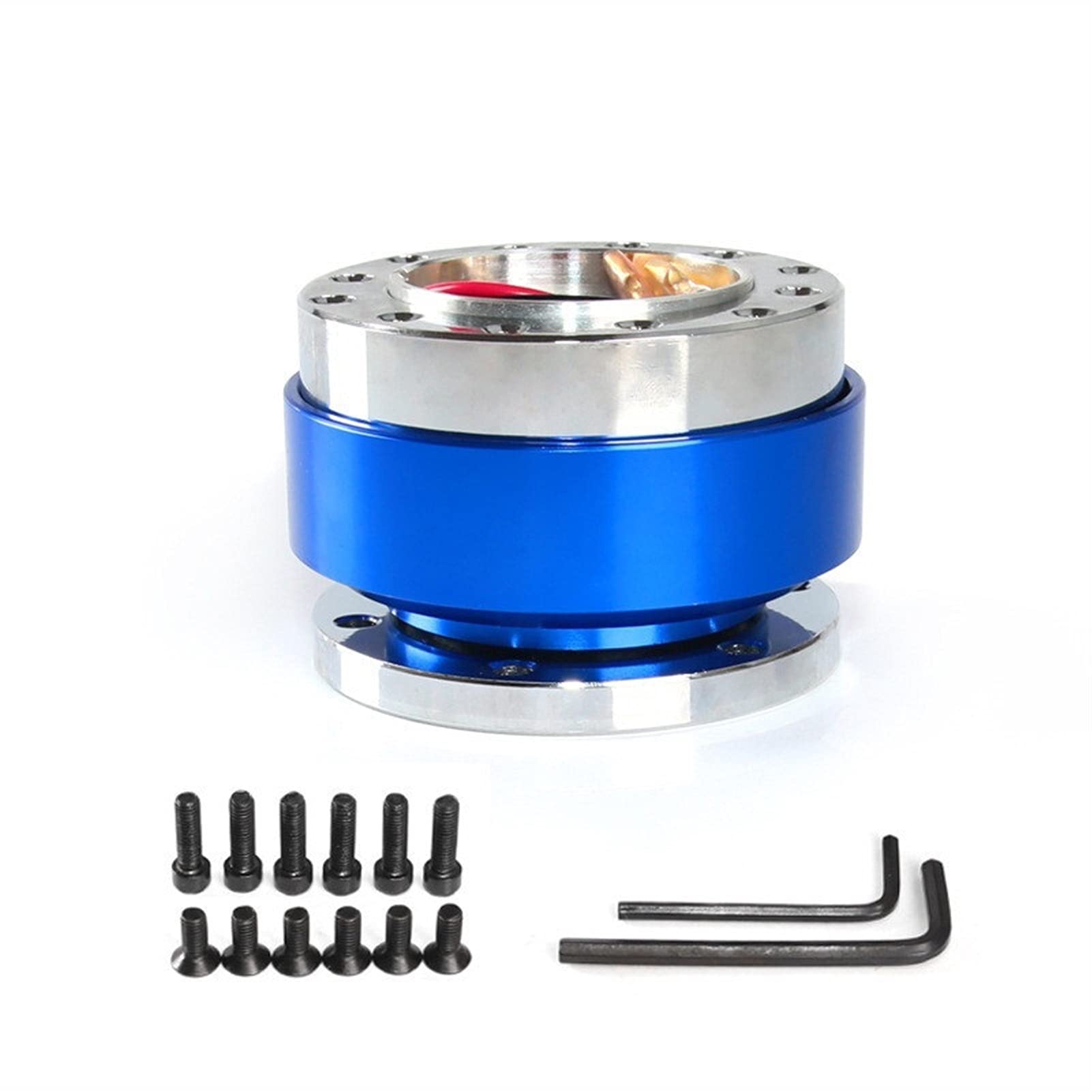 DEMULAX Universal Aluminium Racing Lenkrad Snap Off Quick Release Hub Adapter Boss Kit Auto Sport Lenkrad Lenkrad loslassen(Blue) von DEMULAX