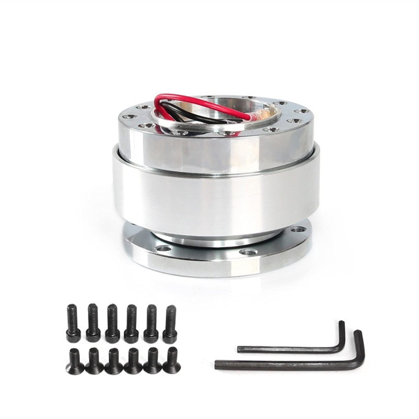 DEMULAX Universal Aluminium Racing Lenkrad Snap Off Quick Release Hub Adapter Boss Kit Auto Sport Lenkrad Lenkradnabe(Silver) von DEMULAX