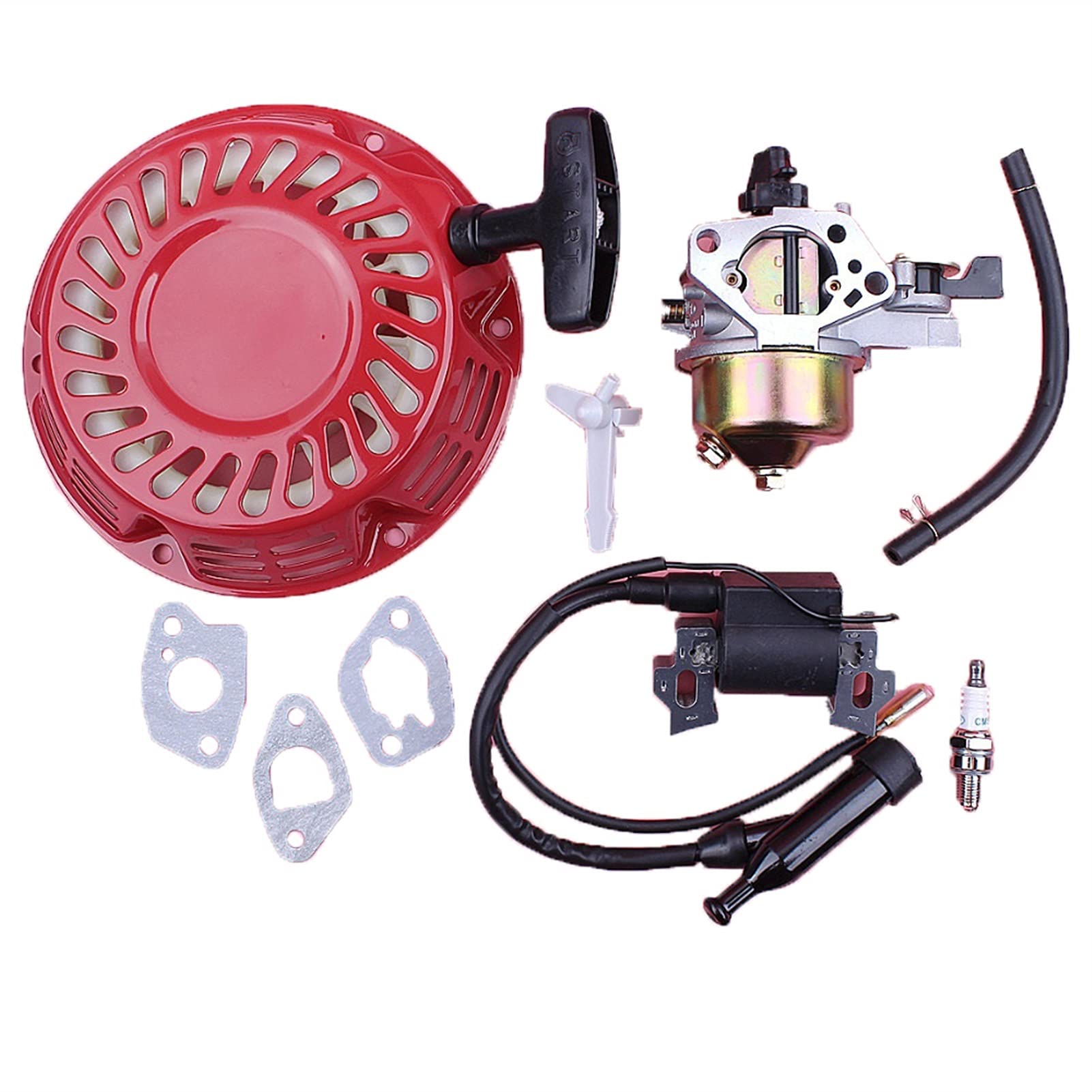 DEMULAX Vergaser Zündspule Rückstoß Pull Starter Dichtung Zündkerze Kit Rasenmäher Motor Teil for GX160 GX200 5,5 PS 6,5 PS 28400-ZH8-013YA Motorrücklaufstarter von DEMULAX