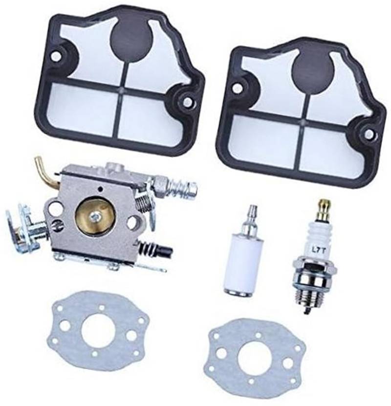 DEMULAX Vergaser mit Dichtung, Luftfilter, Zündkerzensatz for Husqvarna 36 41 136 136LE 137 137E 141 141LE 142 142E Kettensäge Zündkerze für Rasengeräte von DEMULAX