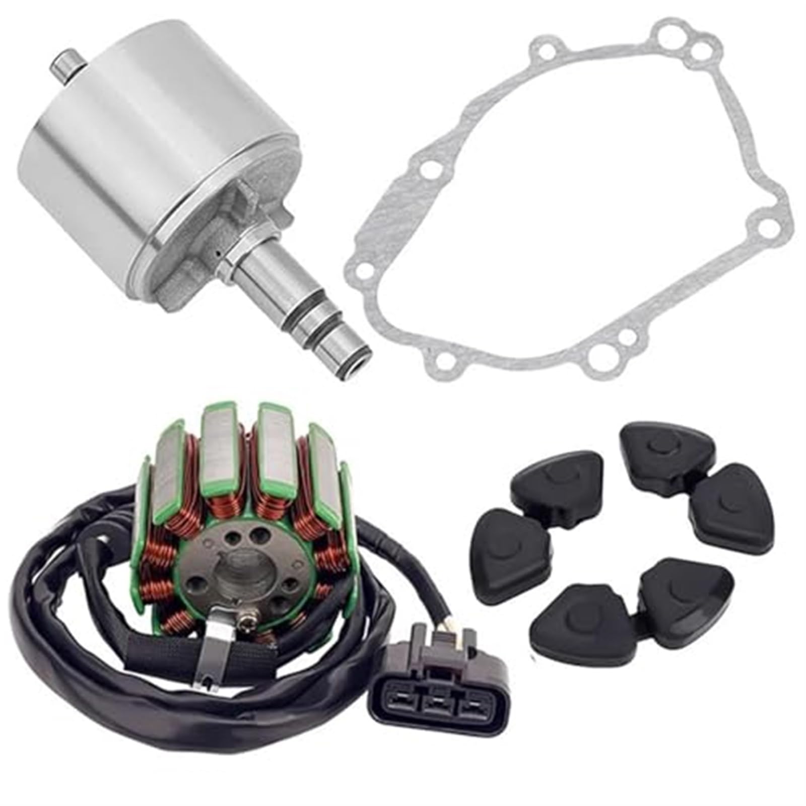 DEMULAX Zündstator Statorspule Schwungrad Rotor Magneto Stator Dichtung Gummi for YZFR1 R1 2004–2008 for FZ8 FZ8N FZ8S 2011–2013 Zündstator Magnetplatte Zündstator-Magnetzünder(Black 1set) von DEMULAX