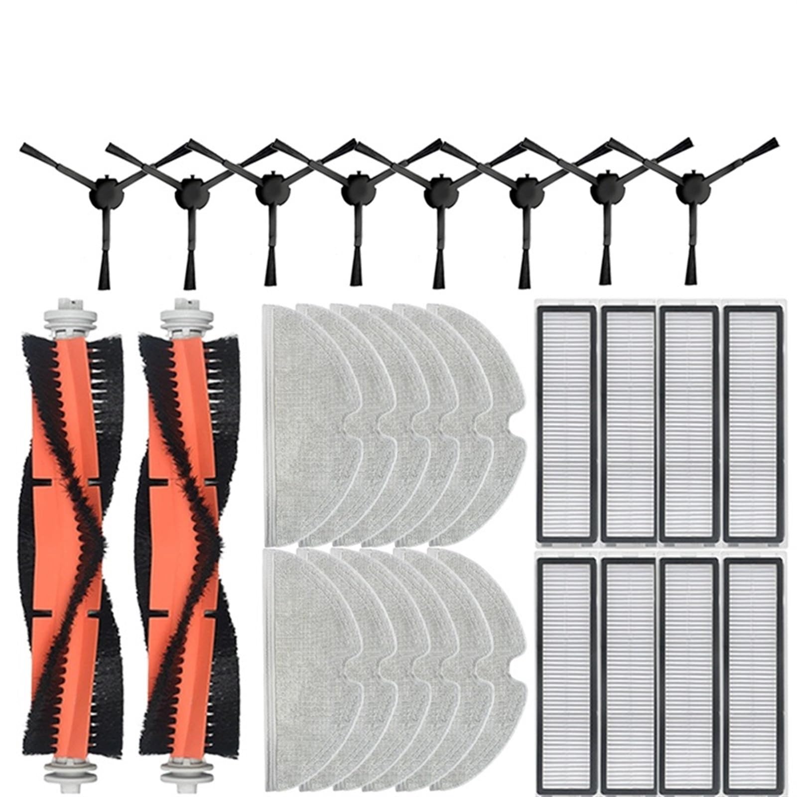 DEMULAX for Dreame, Bot D9 MAX Roboter-Staubsauger-Zubehör, for Dreame, Bot L10 Pro Hepa-Filter Hauptbürste Mopptuch Ersatz Ersatzteil Kehrroboter Zubehör(30pcs-01) von DEMULAX