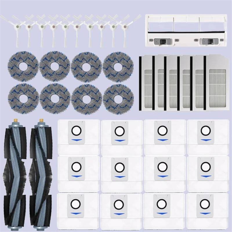 DEMULAX for Ecovacs Deebot X1 Omni / T10 Omni Zubehör Roboter Staubsauger Teile Staubbeutel Hepa-Filter Wichtigsten Seite Pinsel mopp Mülleimer Kehrroboter Zubehör(37PCS) von DEMULAX