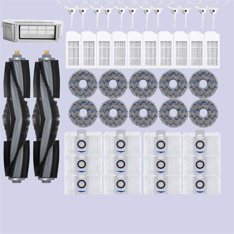 DEMULAX for Ecovacs Deebot X1 Omni T10 Turbo Staubsauger Roboter Filter Seite Pinsel Reinigung Tuch Ersatzteile Staub Box Zubehör Kehrroboter Zubehör(47PCS) von DEMULAX