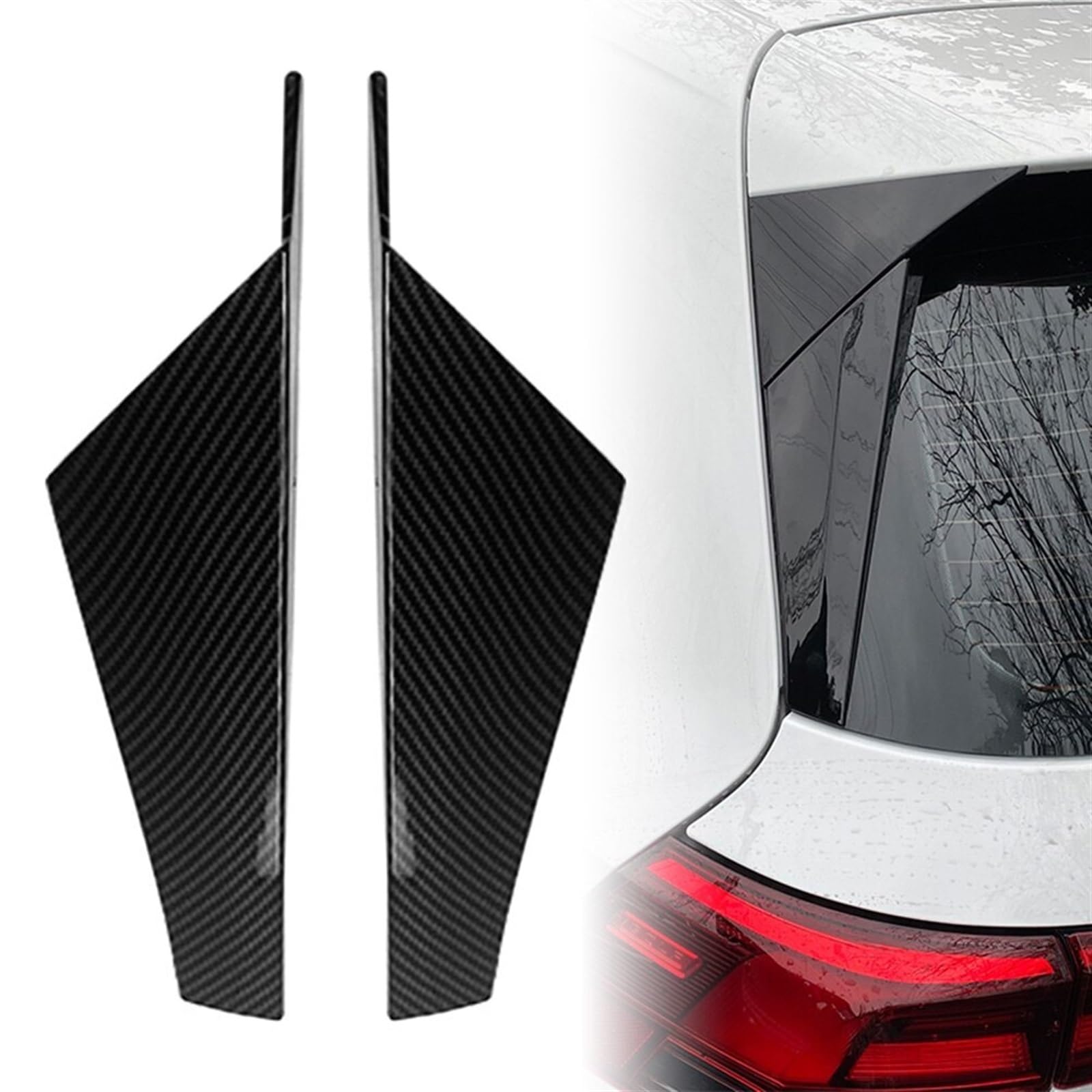 DEMULAX for Golf, for 8 MK8 2020–2021, Auto-Heckfenster-Spoiler, Seitenflügel-Zierabdeckung, Dekoration, Kohlefaser/Glanzschwarz Seitenflügel-Heckspoiler(Carbon Look) von DEMULAX